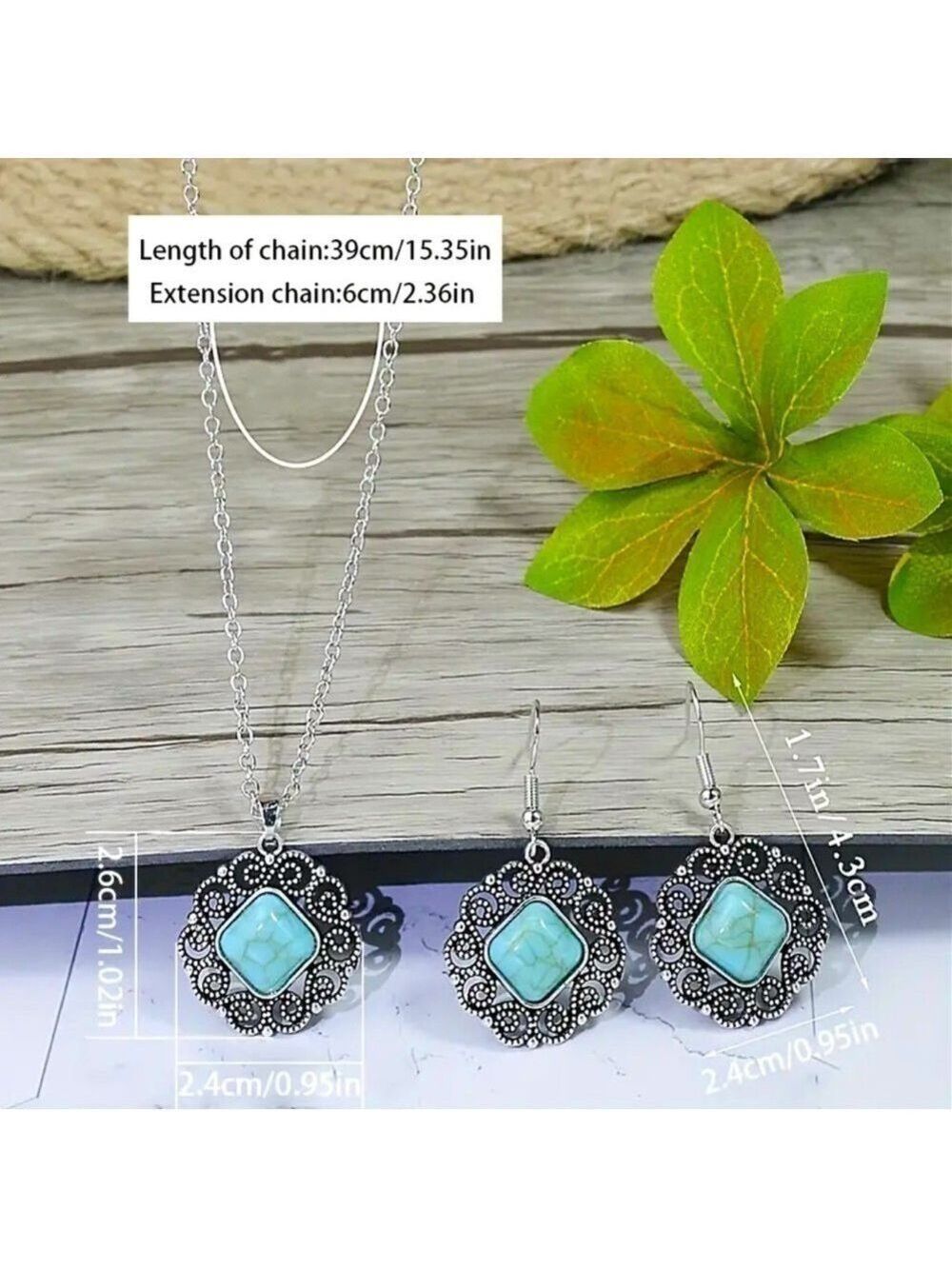 Bohemian Style Jewelry Set, Vintage Inspired, Earrings and Necklace NIP - Picture 5 of 6